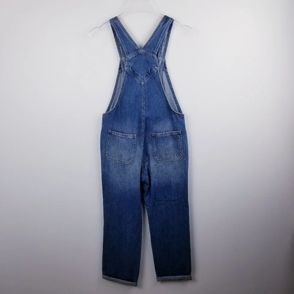 Old Navy #416296 Slouchy Straight Ripped Jean Overalls for Girls NWT L(10-12)